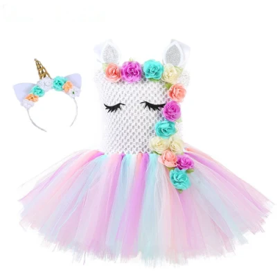 Costume da tutù unicorno pastello per la festa di compleanno di ragazze e bambini