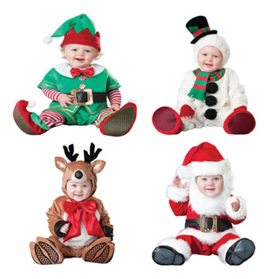 Regalo di Natale Tuta per bambini Vestiti per Babbo Natale Tuta per bambini Neonato Ragazzi Ragazze Pagliaccetto Costume cosplay per bambini